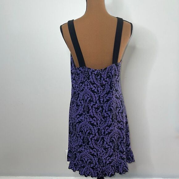 Studio Donatella Purple & Black Floral Print Chemise Nightgown, Women’s Medium - Picture 5 of 11
